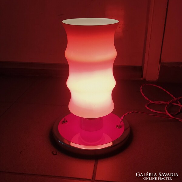 Art deco - Streamline asztali lámpa felújítva - különlges formájú piros üvegbúra