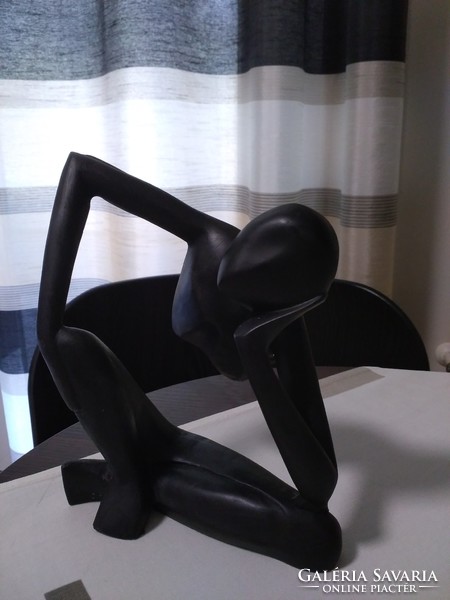 Modern Black Ebony Sculpture 'Thinking'