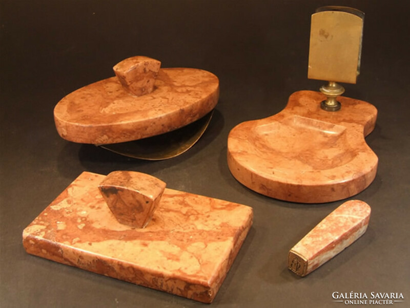 Desk accessories made of red marble (080601)