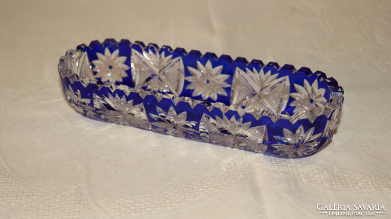 Cobalt blue polished lead crystal centerpiece