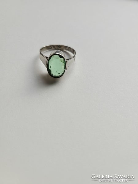 Art deco emerald or green sapphire stone silver ring!!