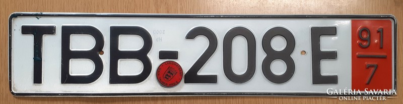 German license plate number plate tbb 208 e