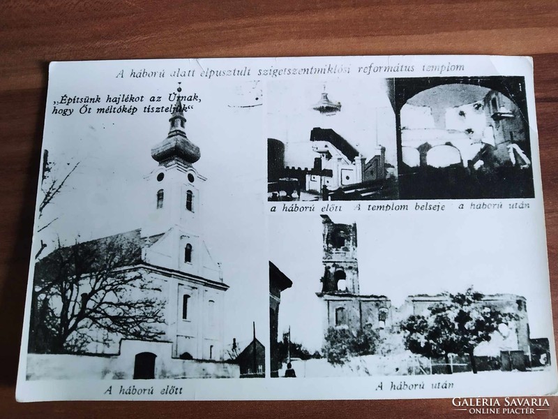 Szigetszentmiklós, reformed church, photo postcard, postal clerk