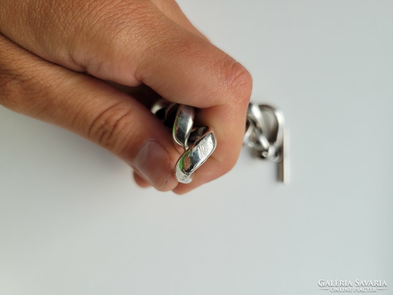 Art deco kollmar & jourdan thick silver bracelet with big eyes!