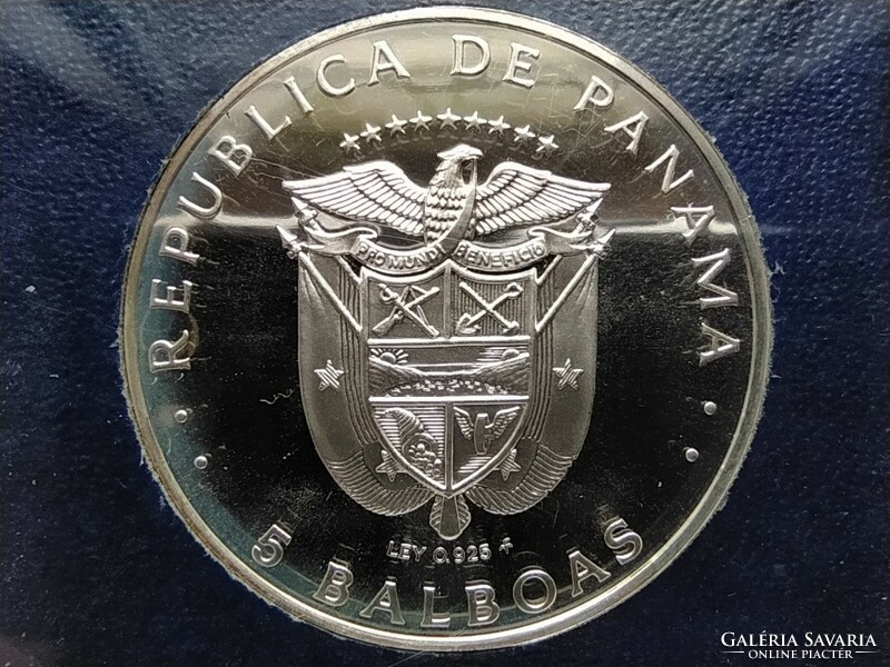 Panama Panama-csatorna szerződés .925 ezüst 5 Balboa 1979 FM PP (id62345)