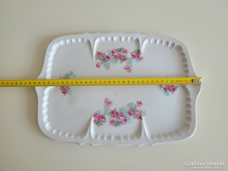 Old antique rose pattern pink porcelain tray 35 cm