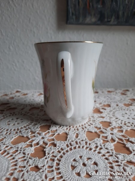 Bohemia porcelain mug, with flower pattern decoration, second half of the 20th century, completely new