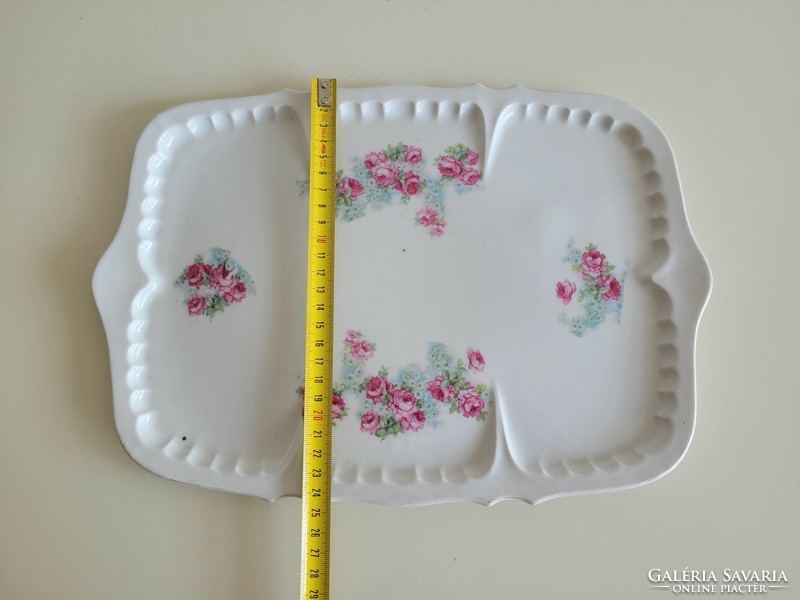 Old antique rose pattern pink porcelain tray 35 cm