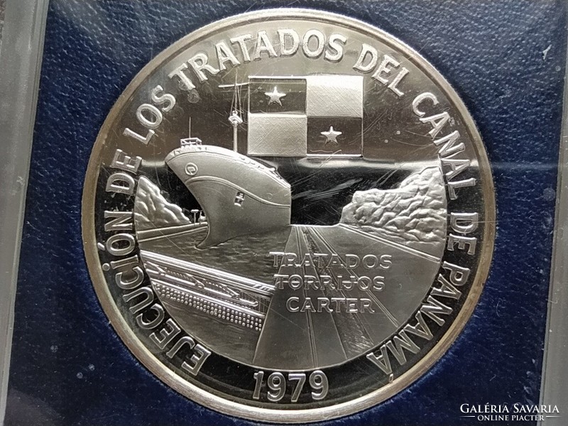 Panama Panama-csatorna szerződés végrehajtása .925 ezüst 10 Balboa 1979 FM PP (id62344)