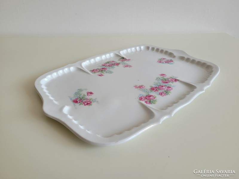Old antique rose pattern pink porcelain tray 35 cm