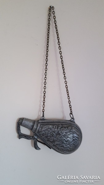 Old tin gunpowder holder, wall decoration