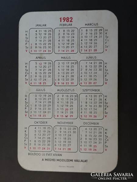Card calendar 1982 - retro, old pocket calendar with labels