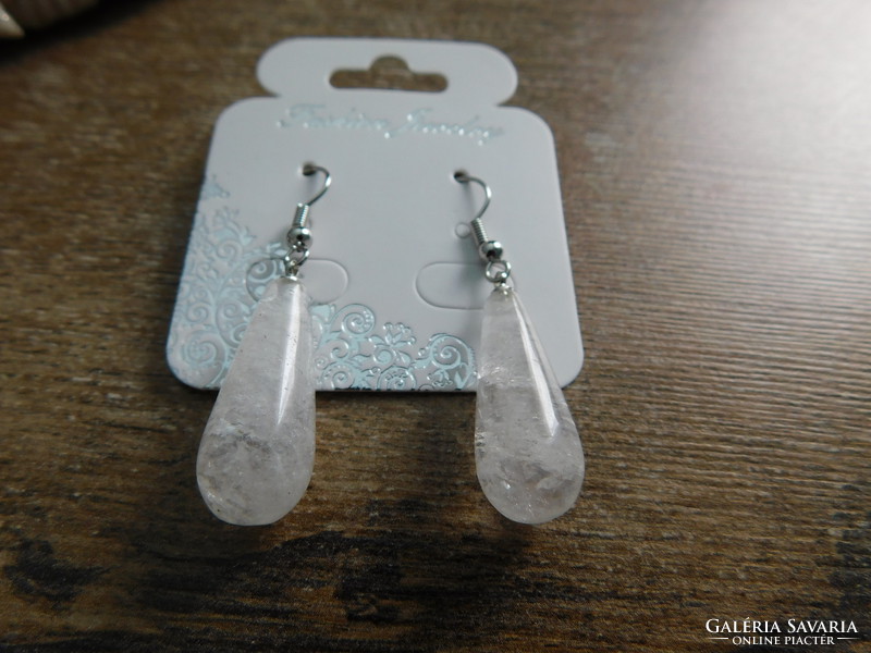 Rock crystal drop-shaped earrings 4.5 cm nickel-free, rhodium-plated