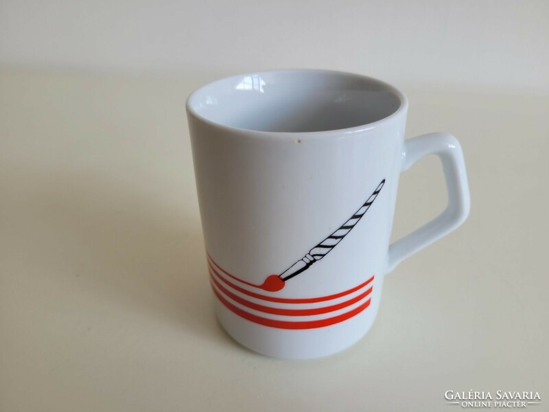 Old Zsolnay porcelain mug retro cup with brush pattern