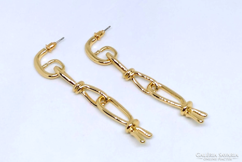 Gold-colored, chain-style stud earrings 92