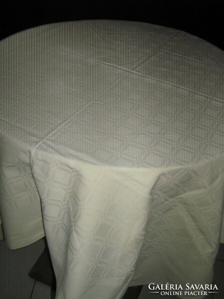 Beautiful yellow checkered antique damask tablecloth