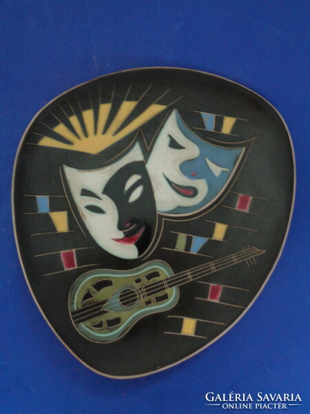 Retro wall plate with theater masks ca. 1970