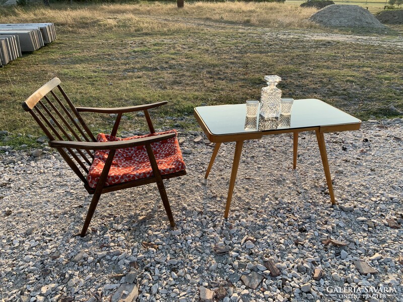 Fekete üveglapos asztal Czechoslovakian Coffee Table by J. Jiroutek for Interior Prague, 1960s