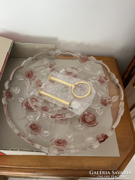Waltherglas emeletes süteményes tál nagy méretű
