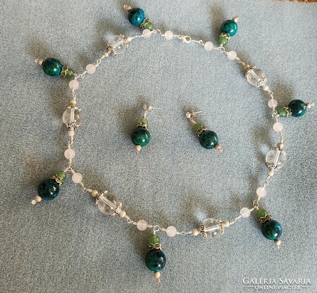 Chakra necklace with chrysocroll gemstone - many many handmade jewelry
