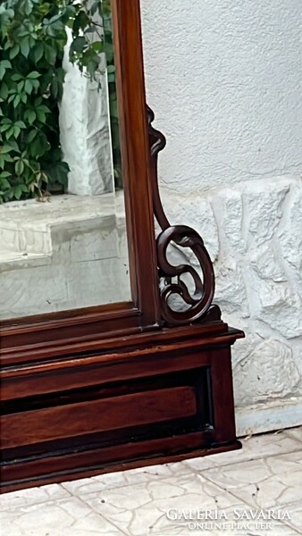 Venetian Art Nouveau antique carved faceted castle mirror