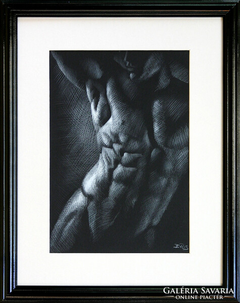 Attila Boros: Adonis - with frame 40x30 cm - artwork: 30x20cm - ba23/814
