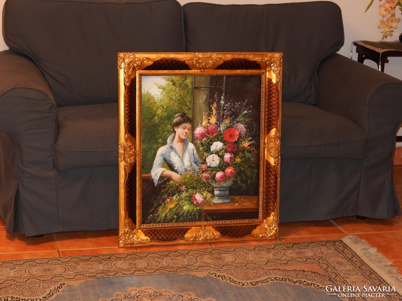 Excellent 60x50 cm oil painting, in a quality laminated frame