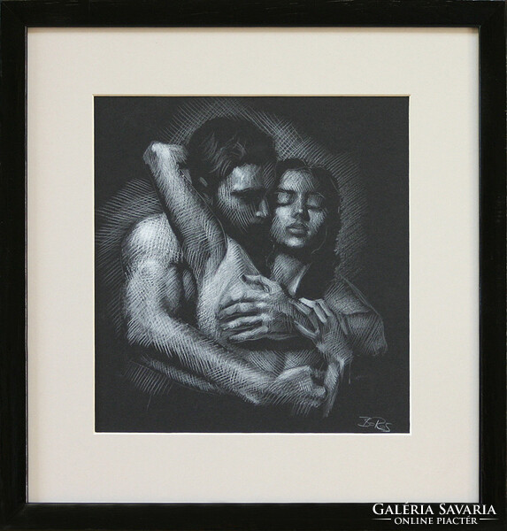 Attila Boros: A hug - with frame 32x30 cm - artwork: 22x20cm - ba23/811