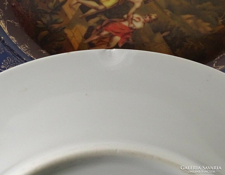 1O070 Régi aranyozott Schlaggenwald porcelán tányérkészlet 11 darab