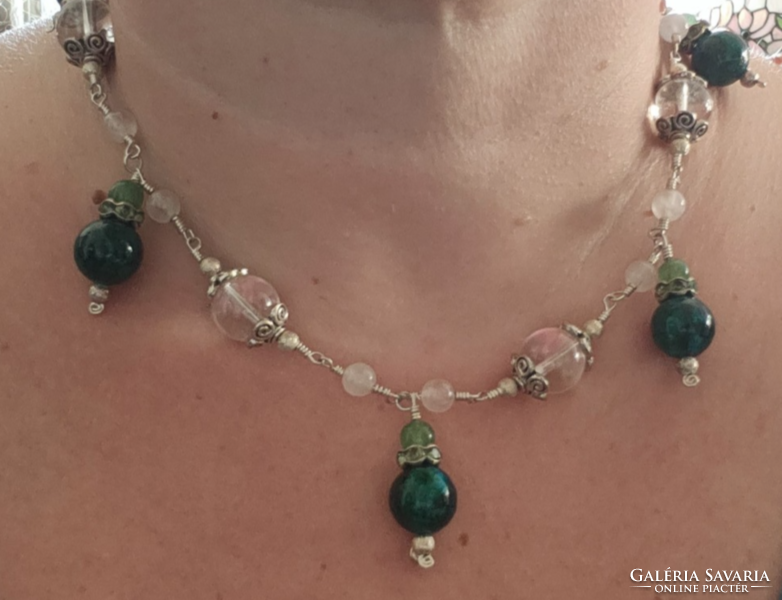 Chakra necklace with chrysocroll gemstone - many many handmade jewelry