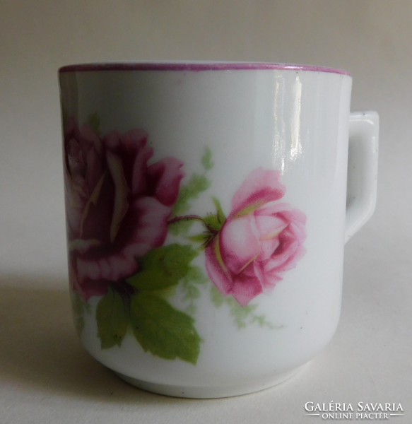 Antique Zsolnay rose-patterned coffee cup (mocha) - with a small crack