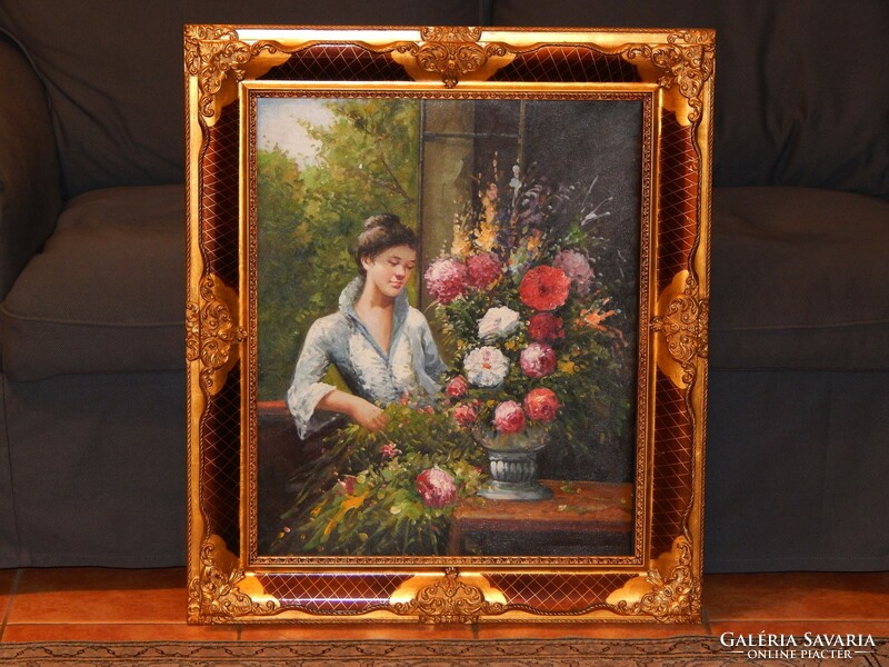 Excellent 60x50 cm oil painting, in a quality laminated frame