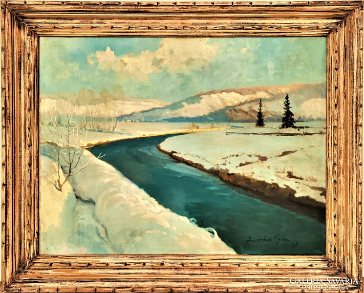 Zórád géza (1880 K. - 1960 K.) Winter landscape c. Your painting with an original guarantee!