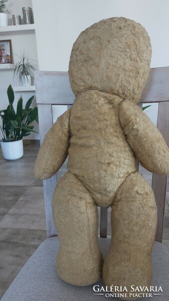 (K) old larger size earless straw teddy bear