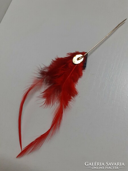 Old rare hat pin studded with feathers