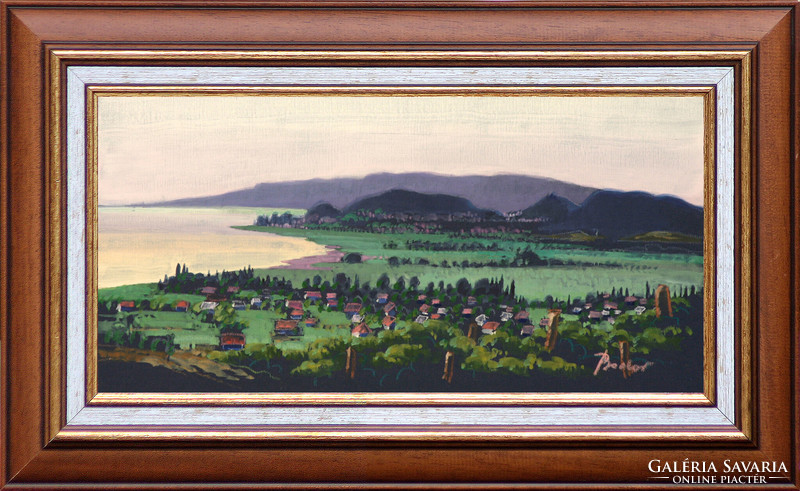 Bodor Miklós (1925-2010) Szigliget - keretezve 32x52cm - alkotás: 20x40cm - zsűriszám:1610/444