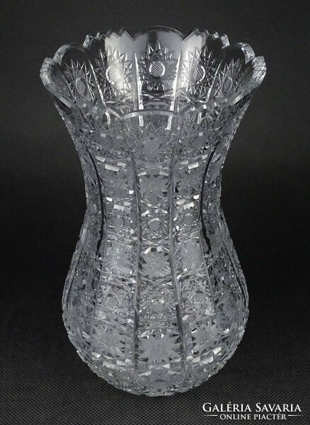 1N555 Vastagfalú gyönyörű kristály váza 20.5 cm