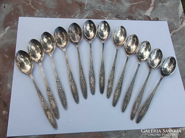 Action ! Silver-plated Art Nouveau style decorative teaspoon set + box of 6 or 12 pieces