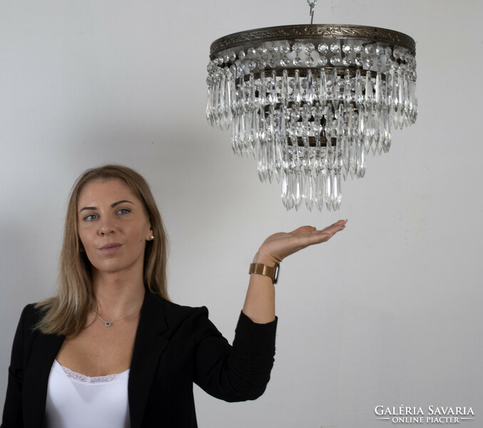 Small ceiling lamp with crystal pendants - in a pair