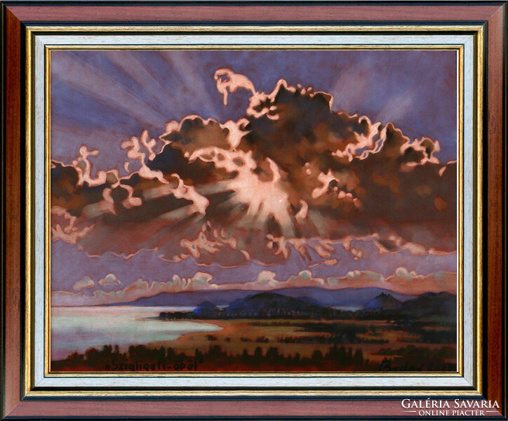Miklós Bodor: Bay of Szigliget - framed 52x62cm - artwork: 40x50cm - jury number: 1610/444