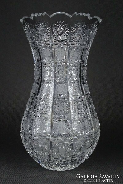 1N555 Vastagfalú gyönyörű kristály váza 20.5 cm