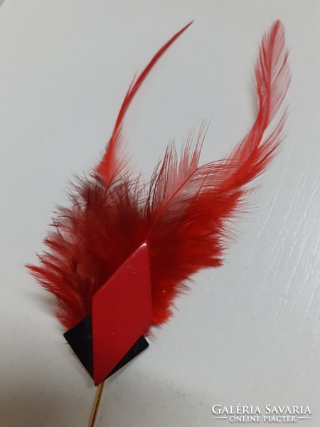 Old rare hat pin studded with feathers
