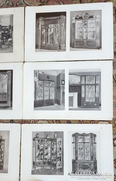Paris World Exhibition 1900 marked Art Nouveau Budapest furniture interior picture 50 cm 13 pieces of interior design