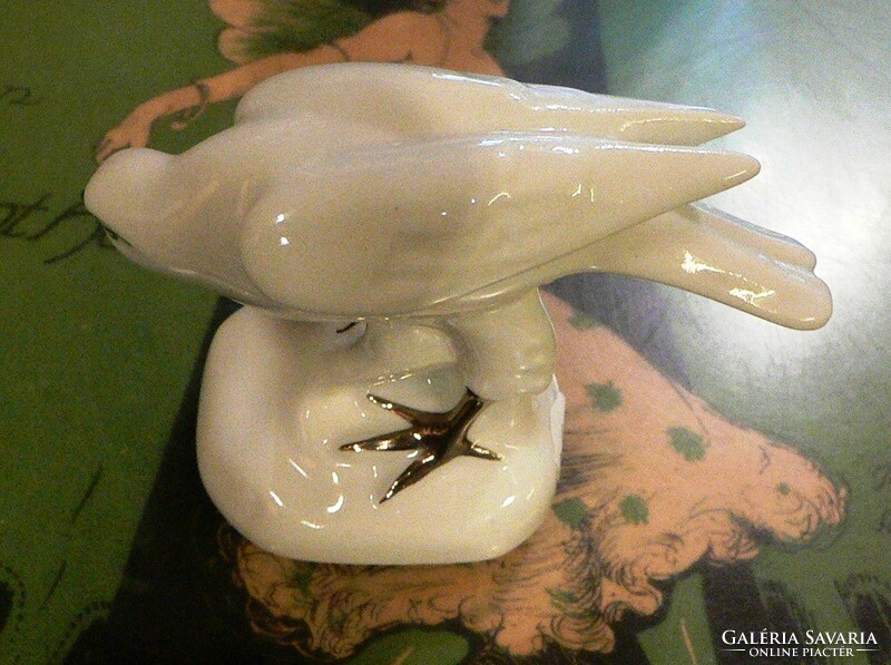 Aquincum porcelán madár fehér ezüst