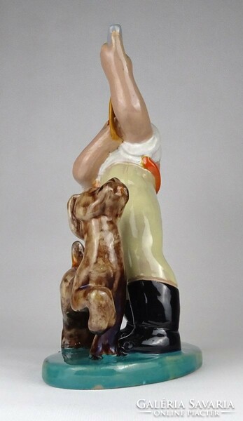 1C577 old hunter boy ceramic figure with hops 26.5 Cm