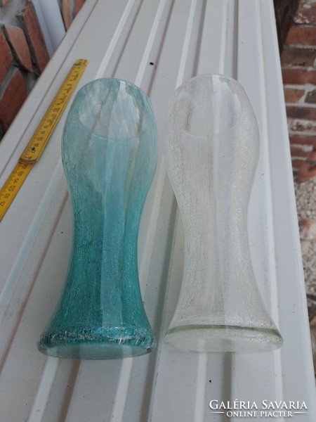 Retro rarer turquoise white vase cracked beautiful veil glass veil karcagi berek bath glass