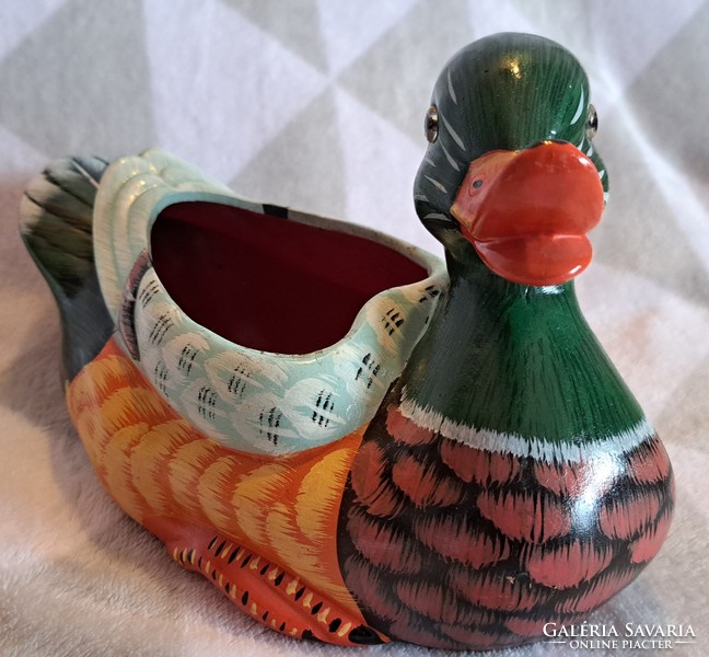 Metal duck basket, duck ornament (m3864)