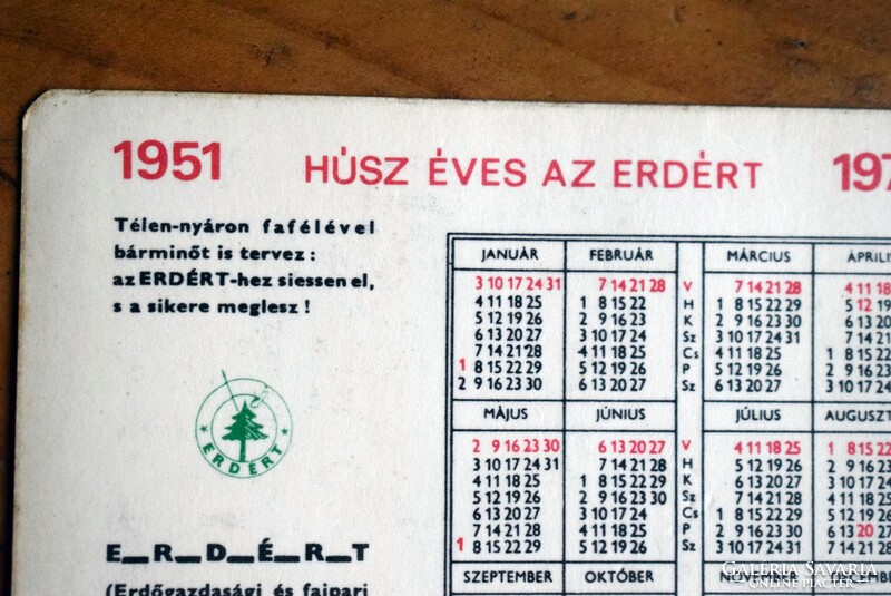 20 éves az ERDÉRT kártyanaptár 1971