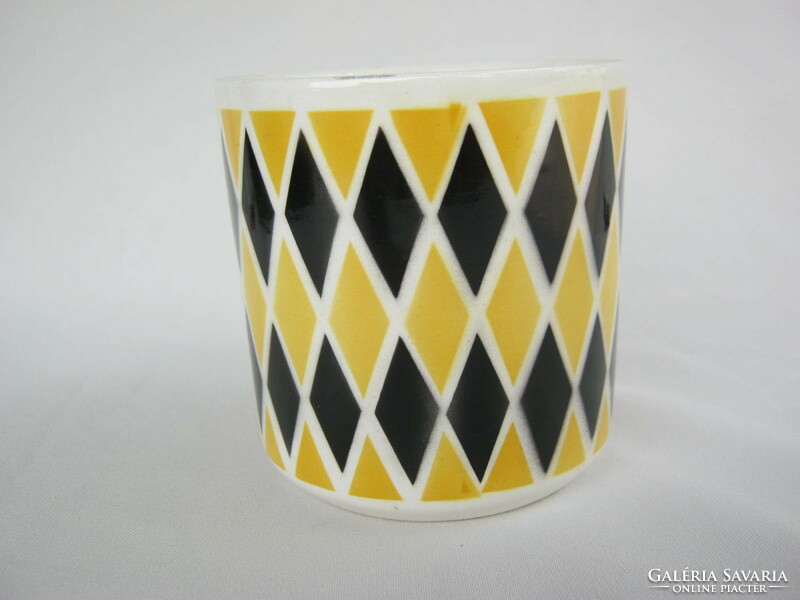 Granite ceramic large mug with yellow-black pattern