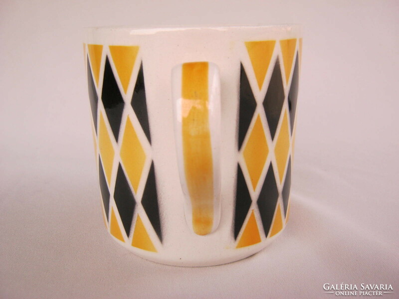 Granite ceramic large mug with yellow-black pattern